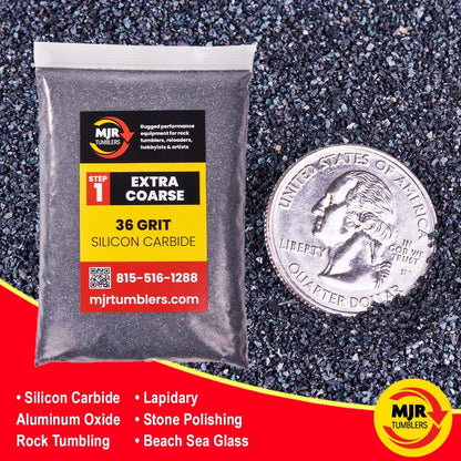 MJR Tumblers 36 Grit Silicon Carbide Rock Tumbler Grit, Extra Coarse Stage 1 Rock Polishing Grit, 2 lb Stone Polishing Compound for Rotary & Vibratory Tumblers, Lapidary Supply