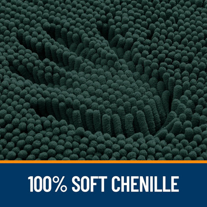 OLANLY Chenille Bath Rugs - Extra Soft & Absorbent | Quick Dry, Machine Washable, 35x24, Blackish Green