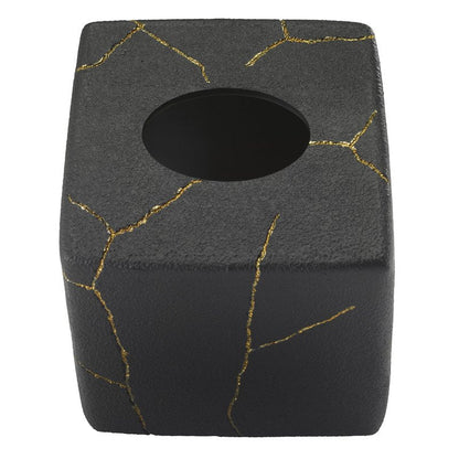 Nicole Miller - Tissue Box Cover, Resin Countertop Accessories, Dorm Room Essentials (Sydney Collection, Black/Gold)