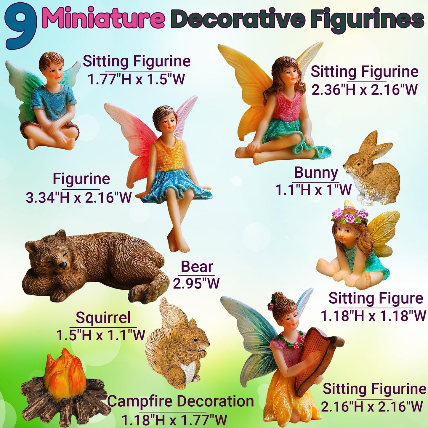 Mood Lab Fairy Garden Figurines - Camping Set (9 pcs) - Miniature Decorative Statues & Accessories - Outdoor & Indoor Garden Decor