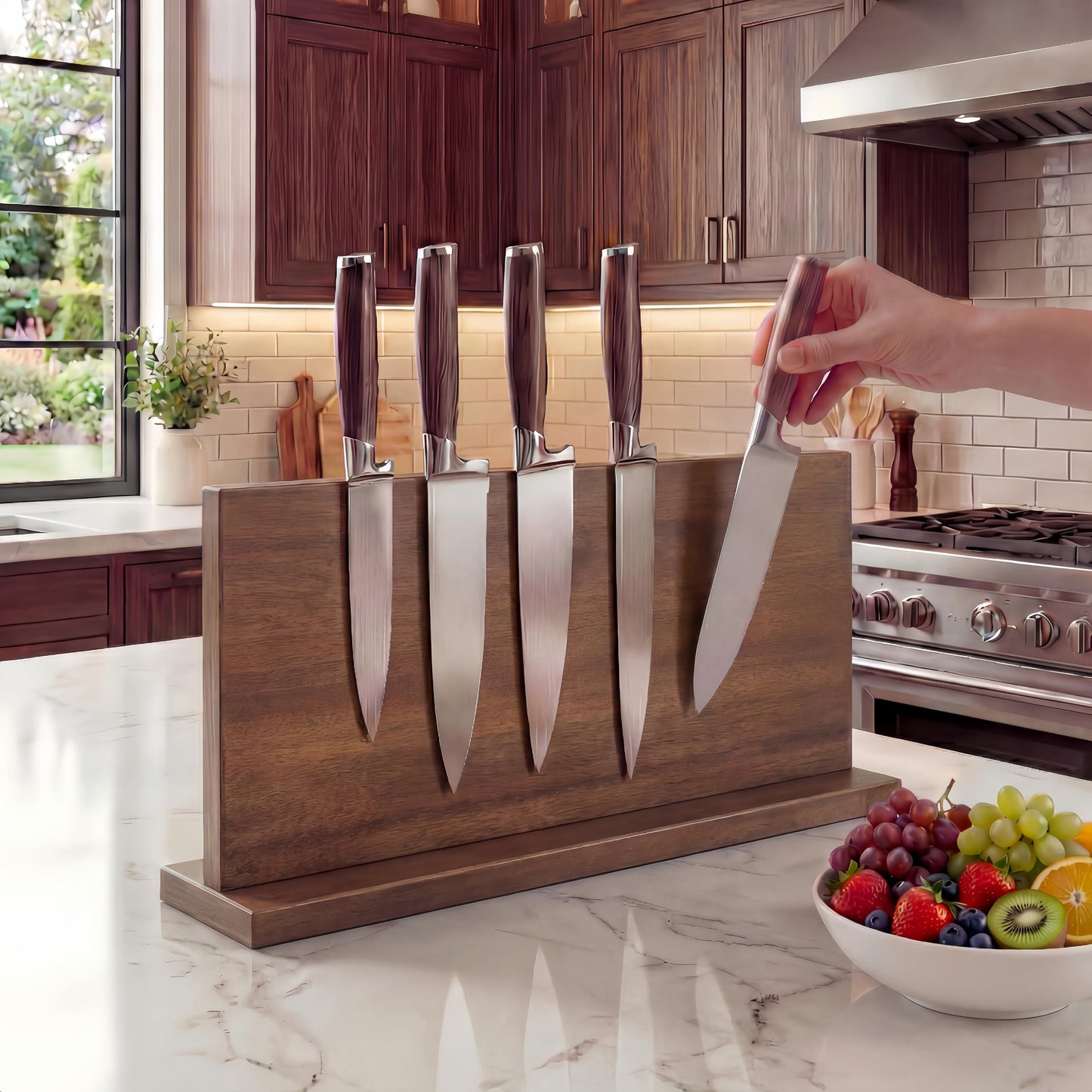 THMINS Extra Large Magnetic Knife Holder, 16 x 9 Inches Double-Sided Magnetic Knife Block Universal Multi-function Display Rack for Kitchen Counter (Dark Gray)