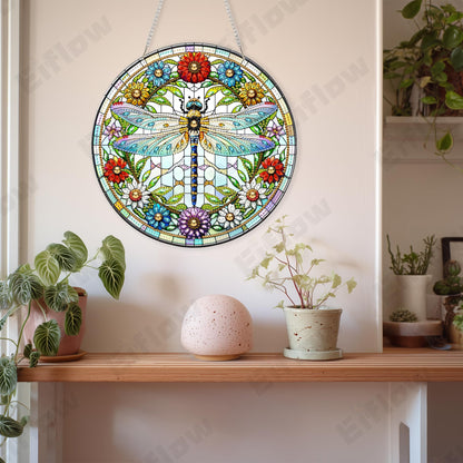 Eiflow Acrylic Diamond Art Hanging Kit for Adults, DIY Diamonds Painting Door Hanging Board Kit, Special Crystal Diamond Art Painting Pendant Ornament (Dragonfly)