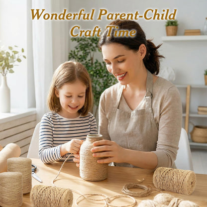 6mm*164 Feet Natural Jute Twine String DIY Home Decor,6mm Thick 12-Strand Jute Twine for Crafting Gift Wrapping Packing Gardening Crochet Knitting Macrame Decor,Brown Rope for Refurbish Cat Tree
