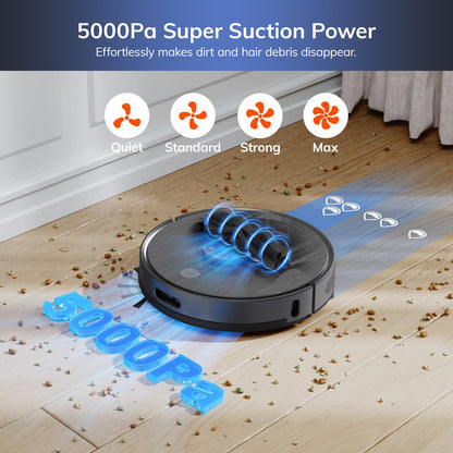 ILIFE A30 Pro Robot Vacuum and Mop, Self Emptying Station for 60 Days, 5000Pa Suction, LiDAR Navigation, No-Go Zones, 2.4G WiFi/App/Alexa/Remote Control, Roller Brush for Carpet, Hard Floors, 110V