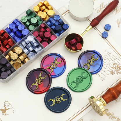 SWANGSA Triple Moon Goddess Wax Seal Stamp Kit with 200pcs Sealing Wax Beads, Great for Wedding Invitations, Christmas, Halloween, Wine Packages, Gift Wraps