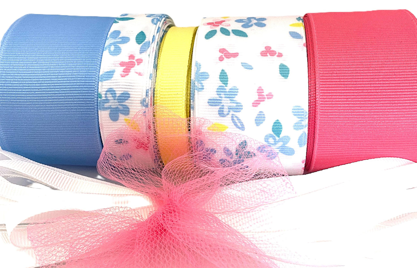 Spring Pastel Ribbon Bundle. Includes 30 Yards of Premium Grosgrain Ribbon. Great for Hair Bows, DIY Decor & Easter Crafts! Includes Variety of Widths.