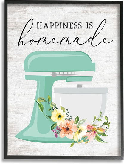 Stupell Industries Happiness is Homemade Floral Kitchen Stand Mixer Wall Art, 16 x 20, Multi-Color