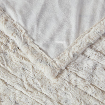 Beautyrest Zuri Reversible Faux Fur to Mink Electric Blanket, Auto Shut Off, Virtually Zero EMF, Multi Heat Setting, UL Certified, Machine Washable, Natural Marble Throw 50x70
