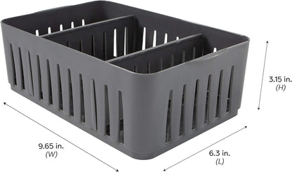Simplify 3 Compartment Stackable Bin with Adjustable Dividers, Drawer Organizer, Storage Basket for Office, Desk
