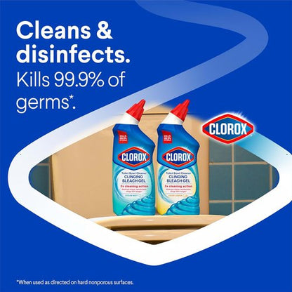 Clorox Toilet Bowl Cleaner - Clinging Bleach Gel, Ocean Mist Scent, 24 Fl Oz, Pack of 2