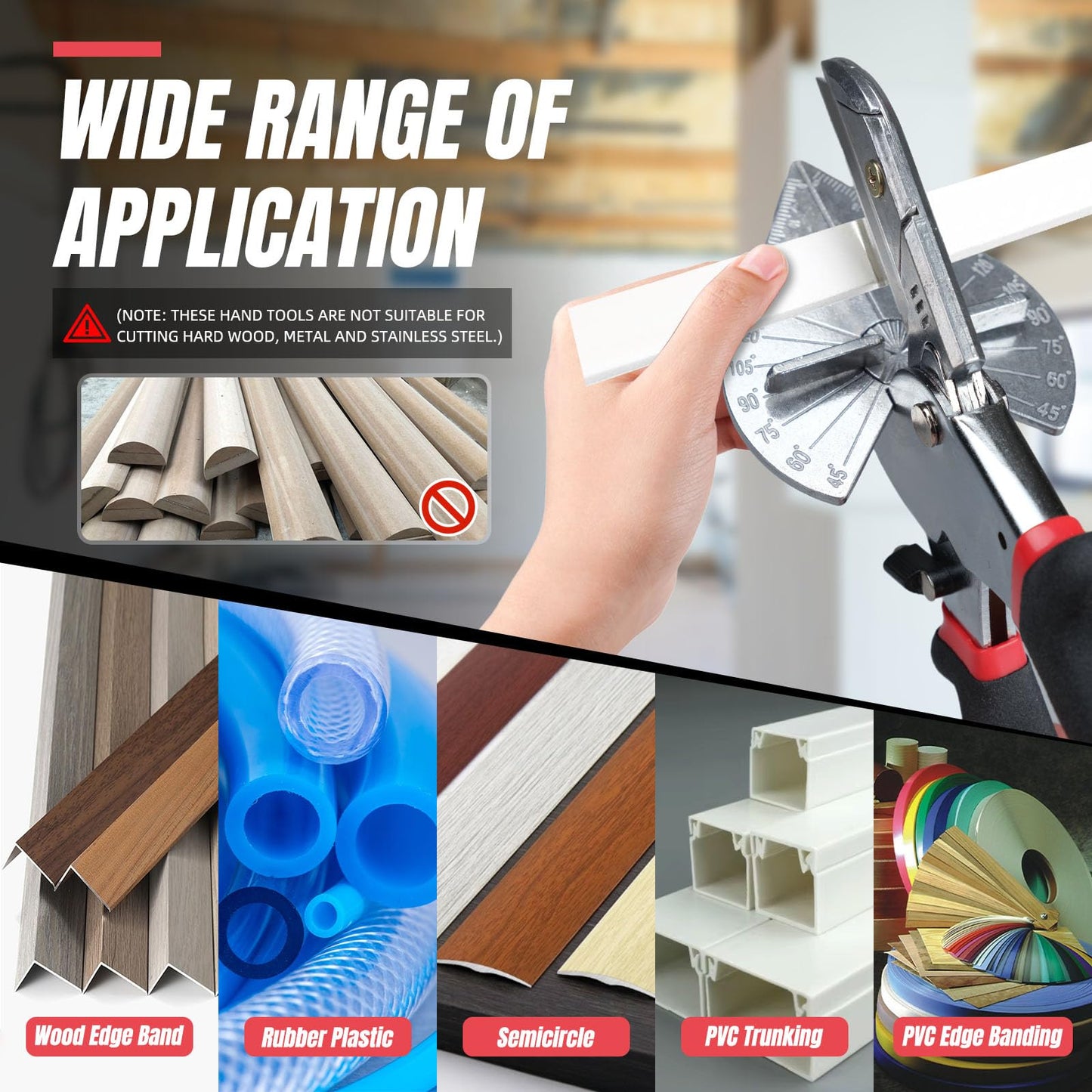 Miter Shear & Cutting Tool - 45-135° Adjustable Angle with 10 Sharp Blades for Woodworking, DIY Projects, Home Repairs | Durable Design, Rust-Resistant, Easy to Use