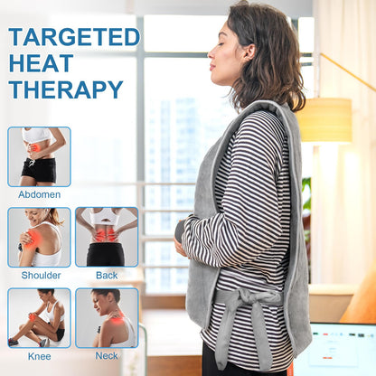 Heating Pad for Back Pain Relief, 22"x 37" Large Heating Pad for Neck and Shoulders, Heat Pad with 6 Heat Settings & 4 Time Settings Auto-Off, Gifts for Women Men Mom Dad (Gray)