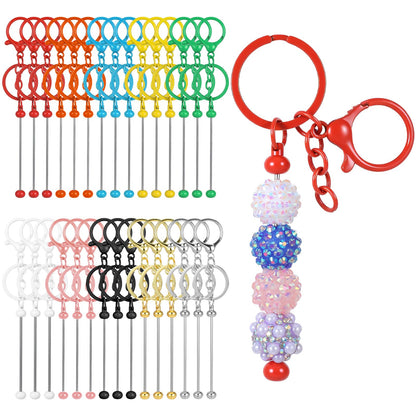PercyEffie 30 Pcs Bulk DIY Beadable Keychain Bulk Kit Cute Blank Metal Keychain Bars Men's and Women's Making Supplies Crafts for Crafts Jewelry Bag Accessories Custom Gifts Multicolor