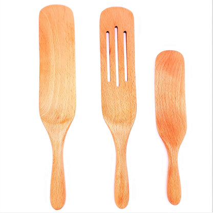 GRACE'S Spurtle Wooden Kitchen Utensil Set, Cooking Spoons and Tools for Nonstick Cookware