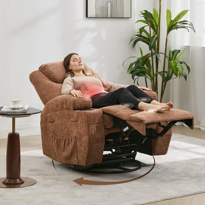 360 Swivel Rocker Recliner Chair for Adults with Massage and Heat, Electric Glider Rocking Chairs for Living Room, Nursery