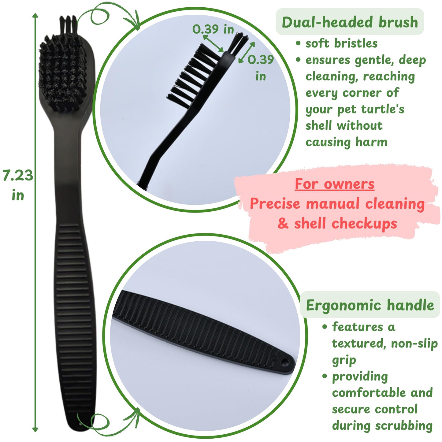 Turtle Shell Cleaning Suction Brush Tank, Turtle Scratcher for Tank Shell Cleaner with Suction Cup and Handheld Back Scratcher Remove Mud Dirt, Tortoise Habitat Accessories (Gray)