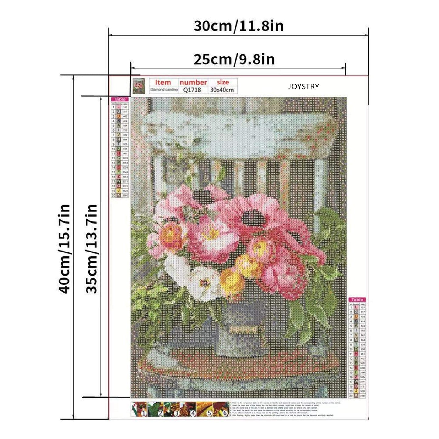 JOYSTRY Diamond Art Dots Painting Kits for Adults, DIY Flower Paint with Diamonds Full Drill Round Gem Jewel Crystal Paintings Kit for Home Wall Decoration (Flowers 16x12in)