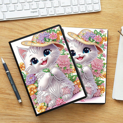 JZHYOAN Diamond Painting Blank Notebook Kits for Adult DIY Cat Special Pattern Diamond Art Dairy Note Book Journal Sketchbook Drawing Painting Message Notepad for Office Work Gifts