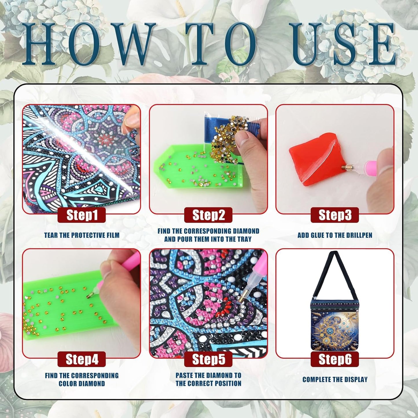 LSQFS 5D Diamond Painting Shoulder Bag, DIY Diamond Art Kits for Adults with Adjustable Strap & Zipper, Artistic Handbag for Women, Perfect for Shopping & Daily Use