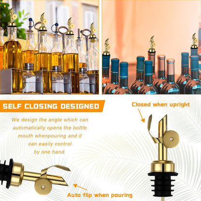 24pc Blulu Olive Oil Spout Stainless Steel Weighted Bulk Self-Closing Bottle Pourers for Wine Syrup Home Bar