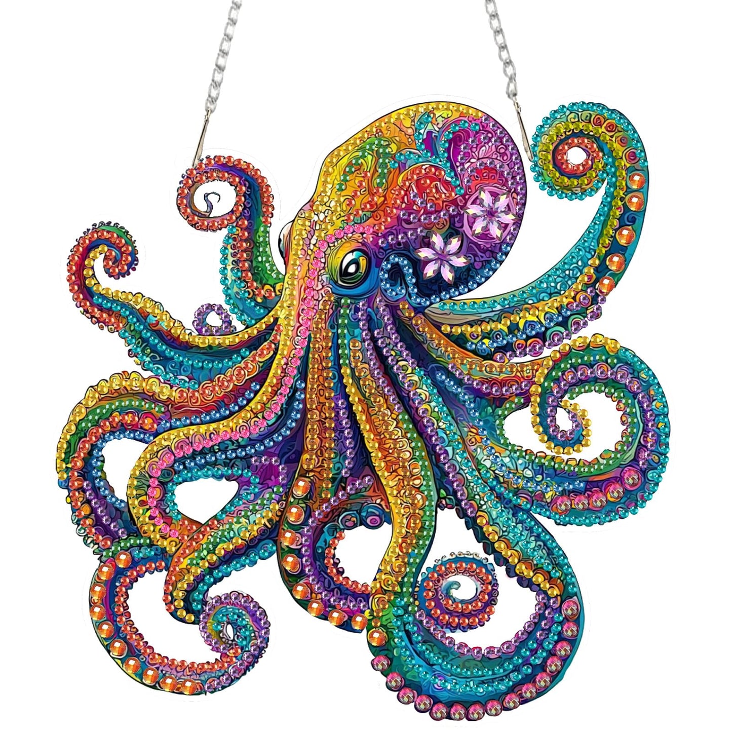 SENQAO Octopus Diamond Art Hanging Kit for Adult, Special Shaped Rhinestone, DIY Acrylic 5D Diamond Art Painting Window Pendants Home Garden Wall Hanging Kits Hanging Ornament