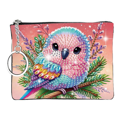 JZHYOAN Animal Diamond Painting Small Coin Purse for Women DIY Bird Coin Pouch Coin Purse with Zipper and Keyring Diamond Art Purses and Wallets Gem Art Handbags Wallet Keychain for Cards Keys Craft