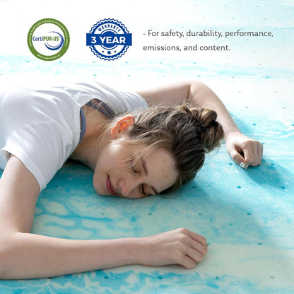 MLILY Twin Mattress Topper - 3 Inch Cooling Gel Memory Foam - CertiPUR-US Certified, 38”x75”, Blue