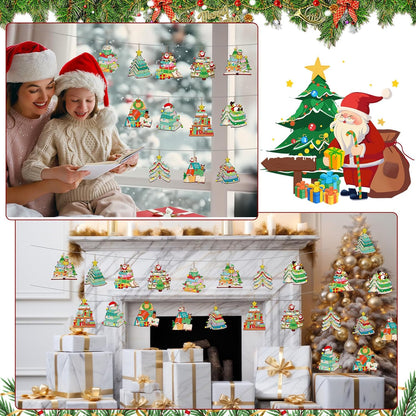 24Pcs Christmas Wooden Book Ornaments Book Lovers Gifts Xmas Tree Reading Ornament Bookshelf Hanging Wood Signs Crafts