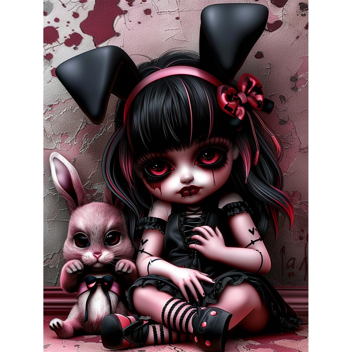 DOMROM Gothic Diamond Painting Kits for Adults, Scary Doll Diamond Art Paintings Kit for Beginners, 5D Full Drill Diamand Art Kits, Gem Art Crafts for Adults Wall Decor 12x16inch