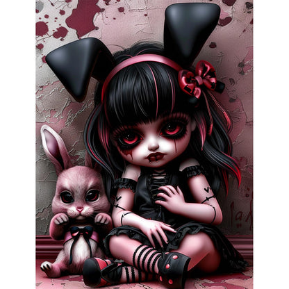 DOMROM Gothic Diamond Painting Kits for Adults, Scary Doll Diamond Art Paintings Kit for Beginners, 5D Full Drill Diamand Art Kits, Gem Art Crafts for Adults Wall Decor 12x16inch