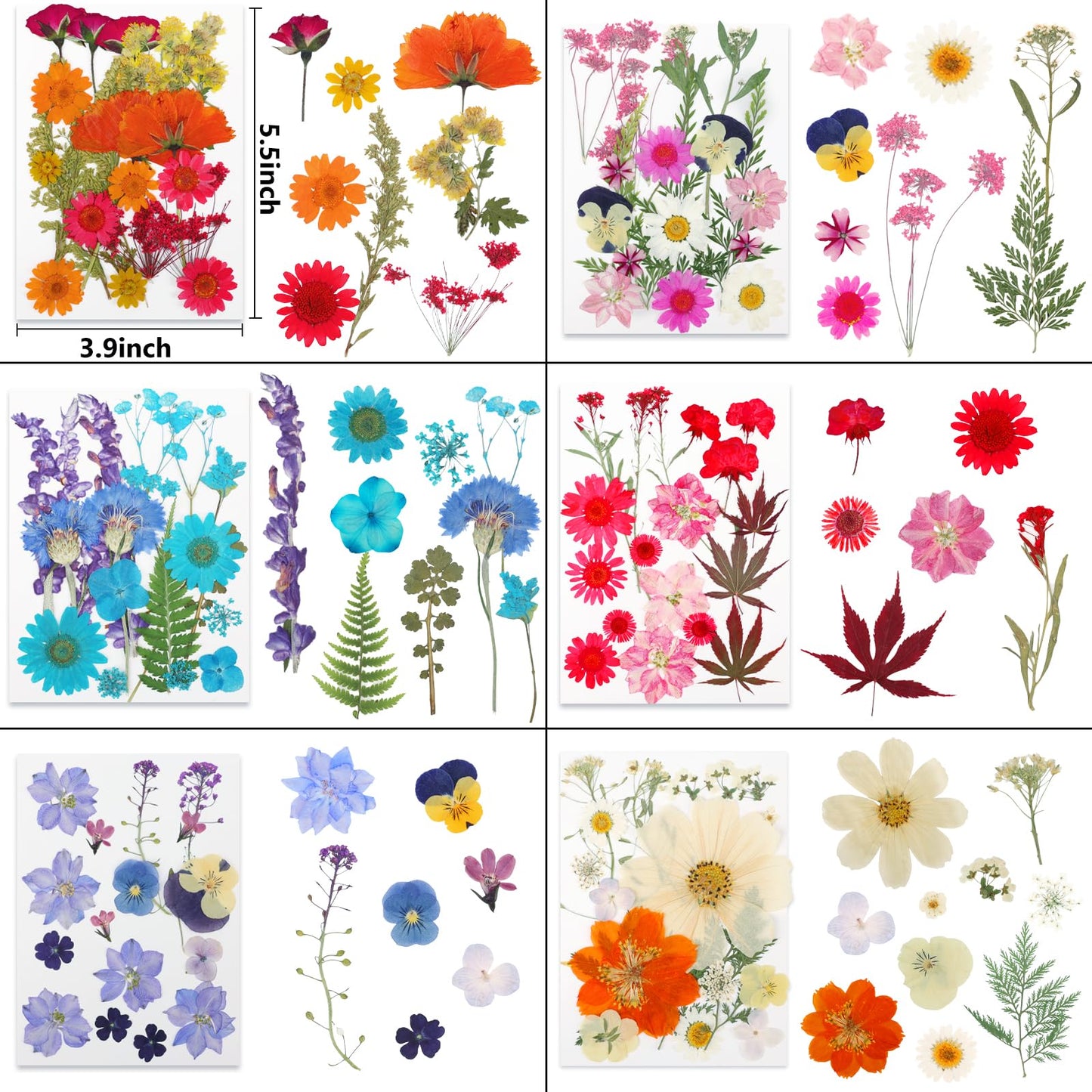 NESCCI 428 Pcs Dried Pressed Flowers for Resin,Real Nature Dried Flowers for Crafts Bulk Dry Flowers Leaves Kit Used for Resin Molds Scrapbooking DIY Art Crafts Candle Soap Making Nails Décor