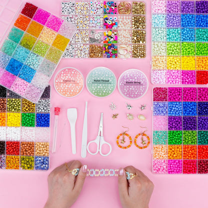 Friendship Bracelet Kit 3mm Seed Beads, 30000 Pcs 8/0 96 Colors Small Glass Beads Embroidery Kit with Letter Bead Charms for Jewelry Making Gifts Necklaces Waist Beads DIY Arts and Crafts for Adults