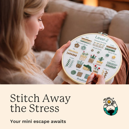 Bradove Beginner Embroidery Kit for Adults Kids, Learn to Embroider 37 Stitches and 13 Cute Patterns, Beginner Embroidery Practice