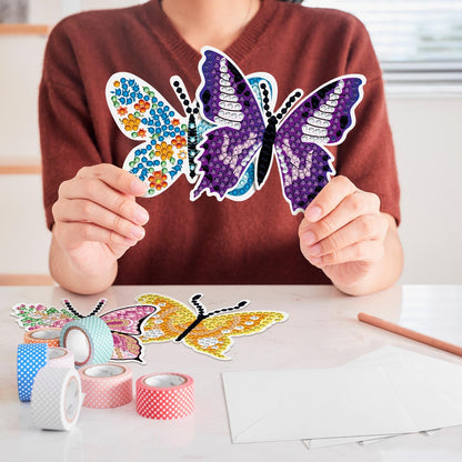 Saillong 12 Pack Butterfly Diamond Painting Greeting Card Kits Spring Diamond Art Cards with Envelopes Flower Butterflies Shaped 5D Rhinestones Painting Kit for Adults DIY Crafts Friend Birthday Gifts