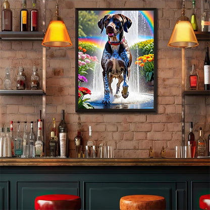 German Shorthaired Pointer Diamond Art Painting Kits for Adults, Dog Playing in Water DIY Diamond Painting Set, Diamond Painting Pictures Home Wall Decor Entrance Decorations 12x16 inch
