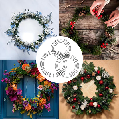 Mormchlots 6pcs Wreath Frame,Metal Wreath Form Dark Green Wire Rings,DIY Round Wreaths for Crafts & Floral Decorations on Weddings/Christmas Home Party Celebrations（Mix）