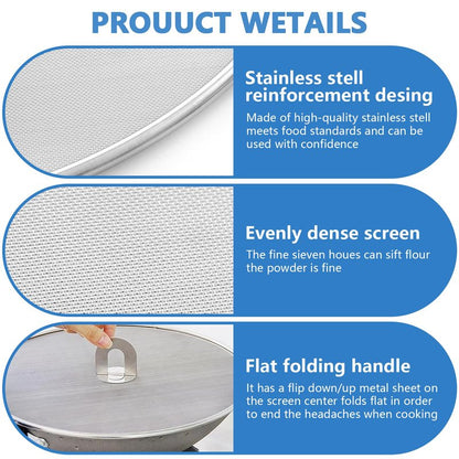 Splatter Screen for Kitchen, Stainless Steel Fine Mesh Splatter Screen for Frying Pan, 10, 13 Inch Grease Splatter Guard with Fold Flat Knob
