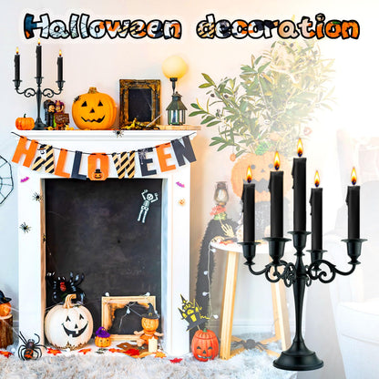 Viscacha Metal Candle Holders 5 Wicks Black Candle Holders for Candlesticks Taper Candles（10.6 inch Tall Candelabra, for 1/2-1 inch Pillar Candles Diameter Each）,Candle Stand Decoration