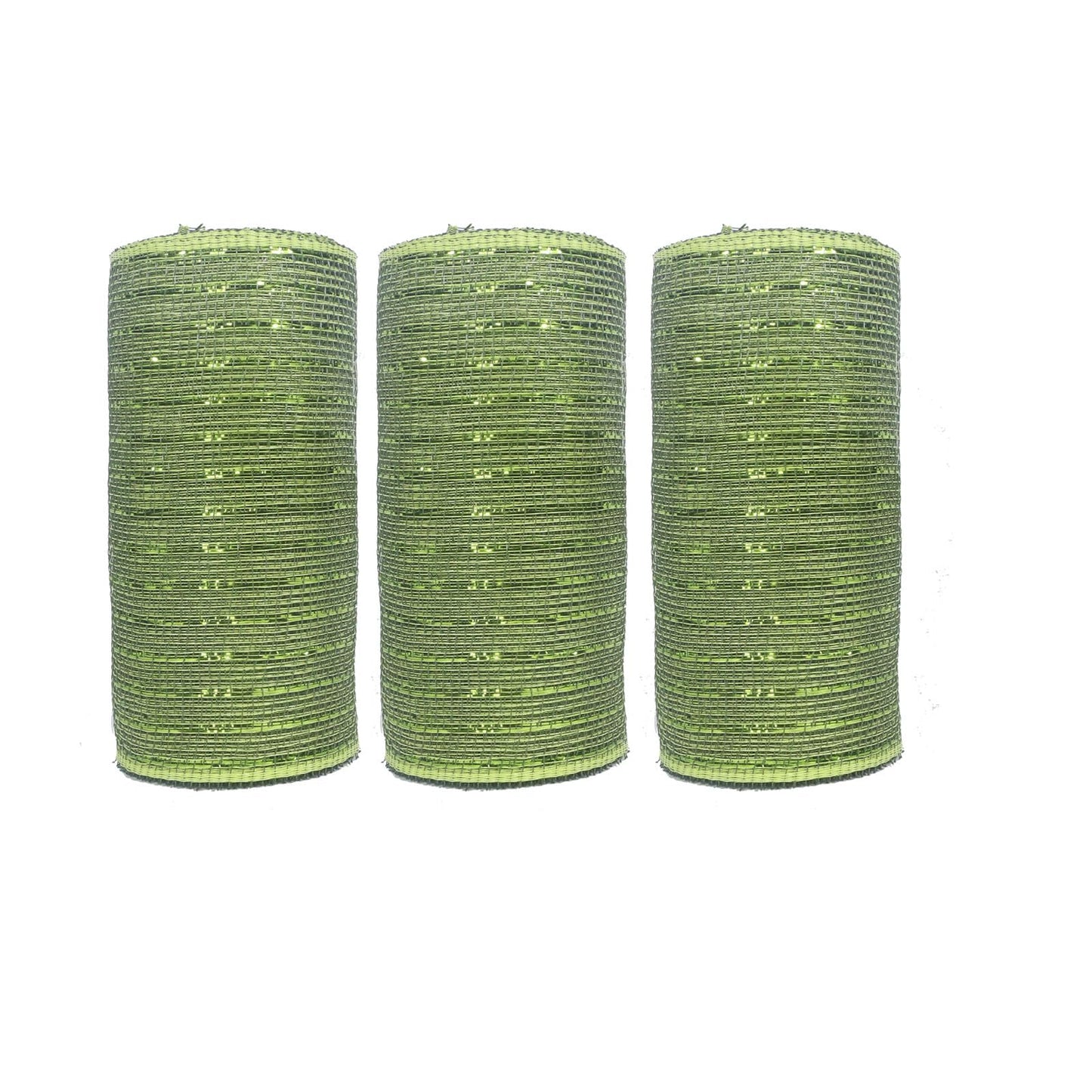 JStnana 3 Rolls Army Green Deco Mesh Ribbon, 6 Inch x 30FT Per Roll Metallic Foil Burlap Deco Mesh Fabric for Spring Saint Patricks Day Easter Thanksgiving Fall Wedding Wreath Bow Making DIY Craft