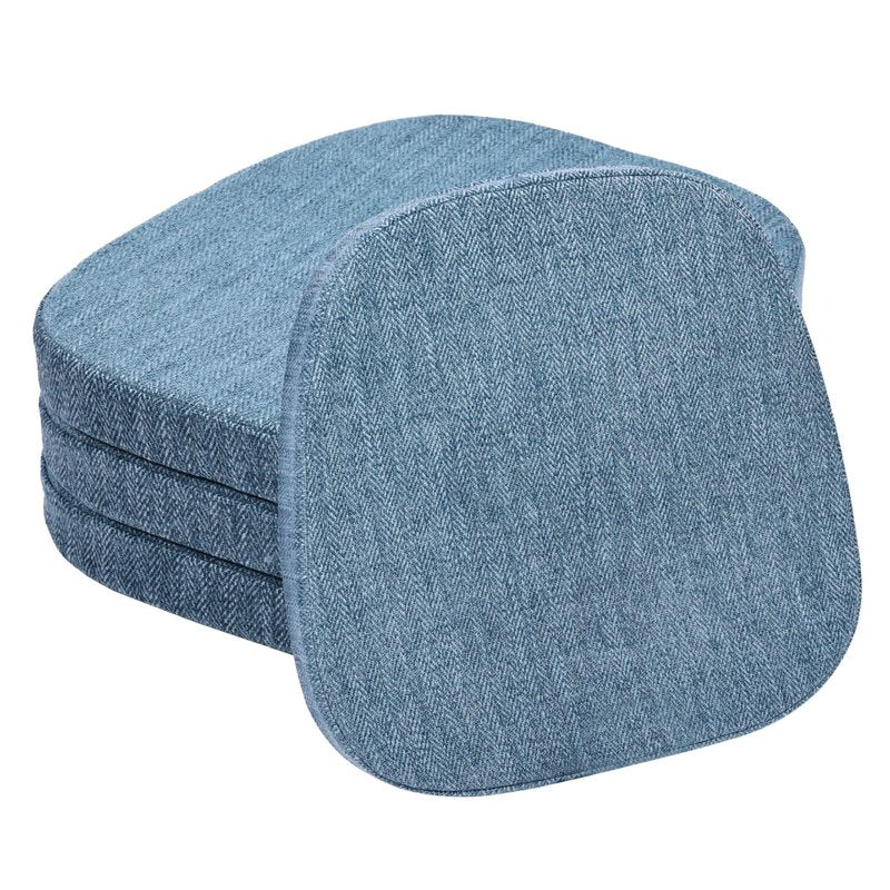 baibu 14x14 Memory Foam Metal Chair Cushions Set of 4, Dual-Layer Design Non-Slip Metal Dining Chair Pads Kitchen Seat Cushion with Machine Washable Cover, 4 Counts, Blue