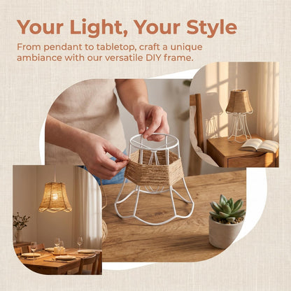 HOLIDYOYO Multi-Functional Lampshade Frame for E27 Bulb Diy Wire Lamp Shade Stand Compatible with Table Lamps and Pendant Lights Minimalist Metal Cage for Home Lighting