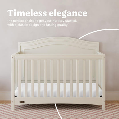 Graco Paris 4-in-1 Convertible Crib – GREENGUARD Gold Certified, Converts to Toddler Bed and Daybed, Fits Standard Full-Size Crib Mattress, Adjustable Mattress Support Base (Frosted Oat)
