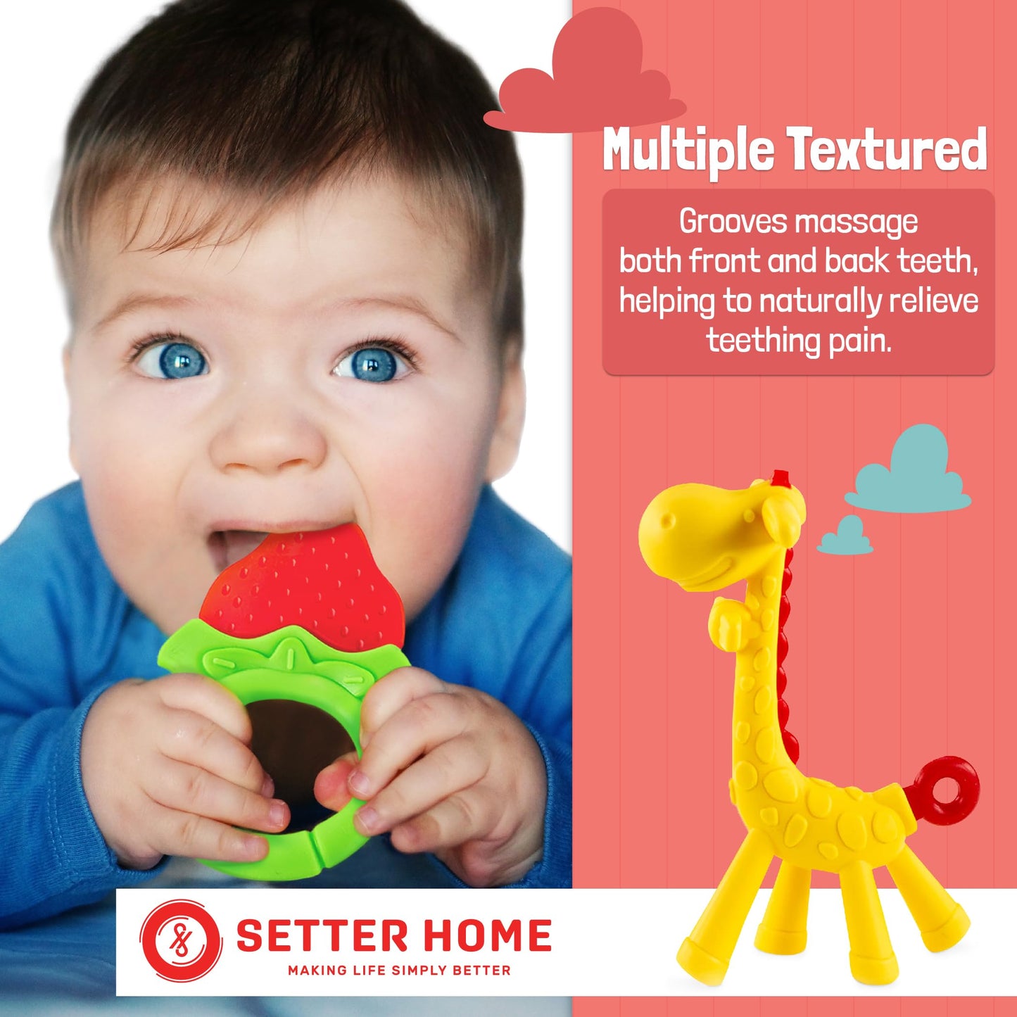 Baby Teething Toys 6-Pack | Newborn Teether Set | Food Grade Silicone | Freezer Safe | Soothing & Calming | BPA-Free | Frozen Teething Toys for Babies 0-6 Months | Essential Baby Gear