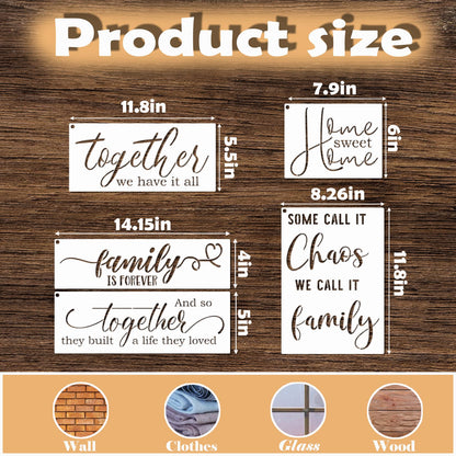 Word Stencils for Painting on Wood Sign Canvas Fabric, Reusable Welcome Farmhouse Burning Inspirational Art Craft Paint Stencil for Shirt Family Furniture Wall Card Making (20 Home)