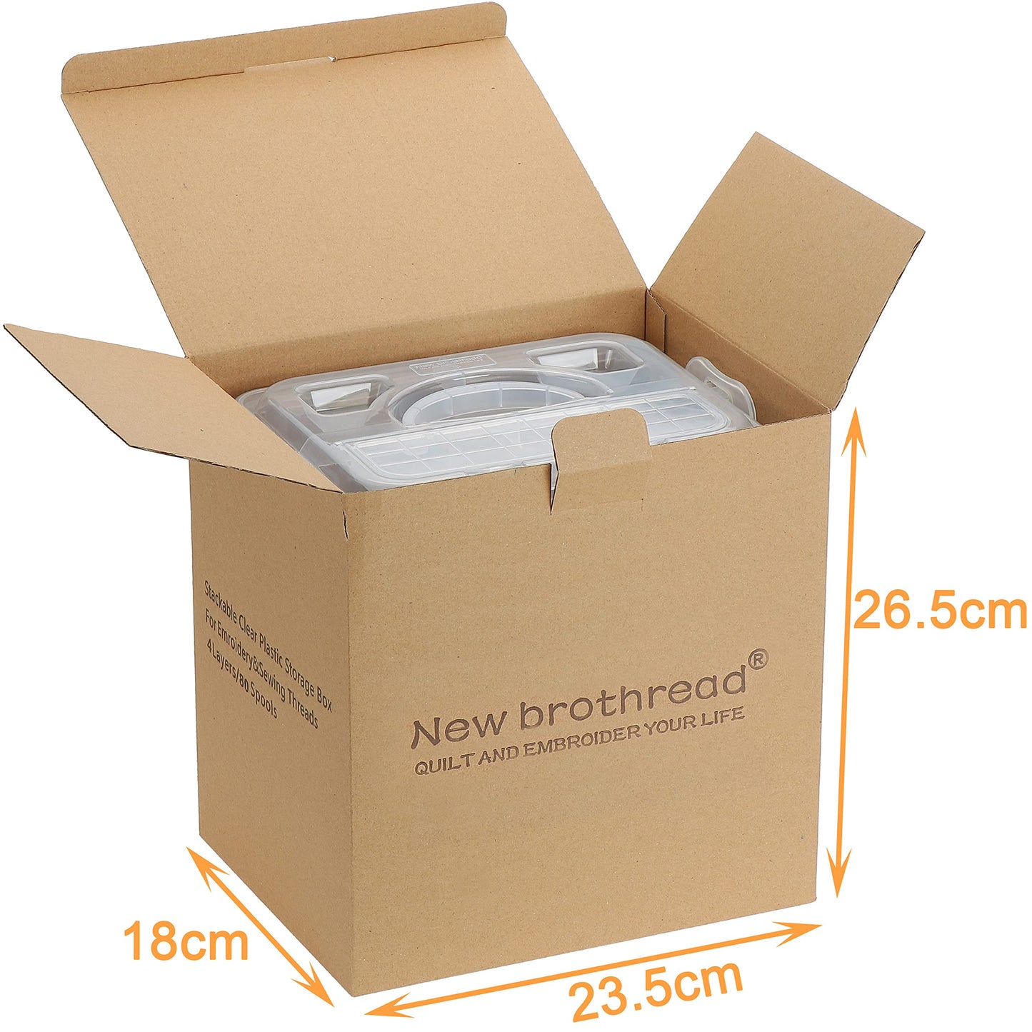 New brothread 4 Layers Stackable Clear Storage Box/Organizer for Holding 80 Spools Home Embroidery & Sewing Thread (Spool Size Requirement: Height≤2.2"/5.6CM; Width≤1.69"/4.3CM)