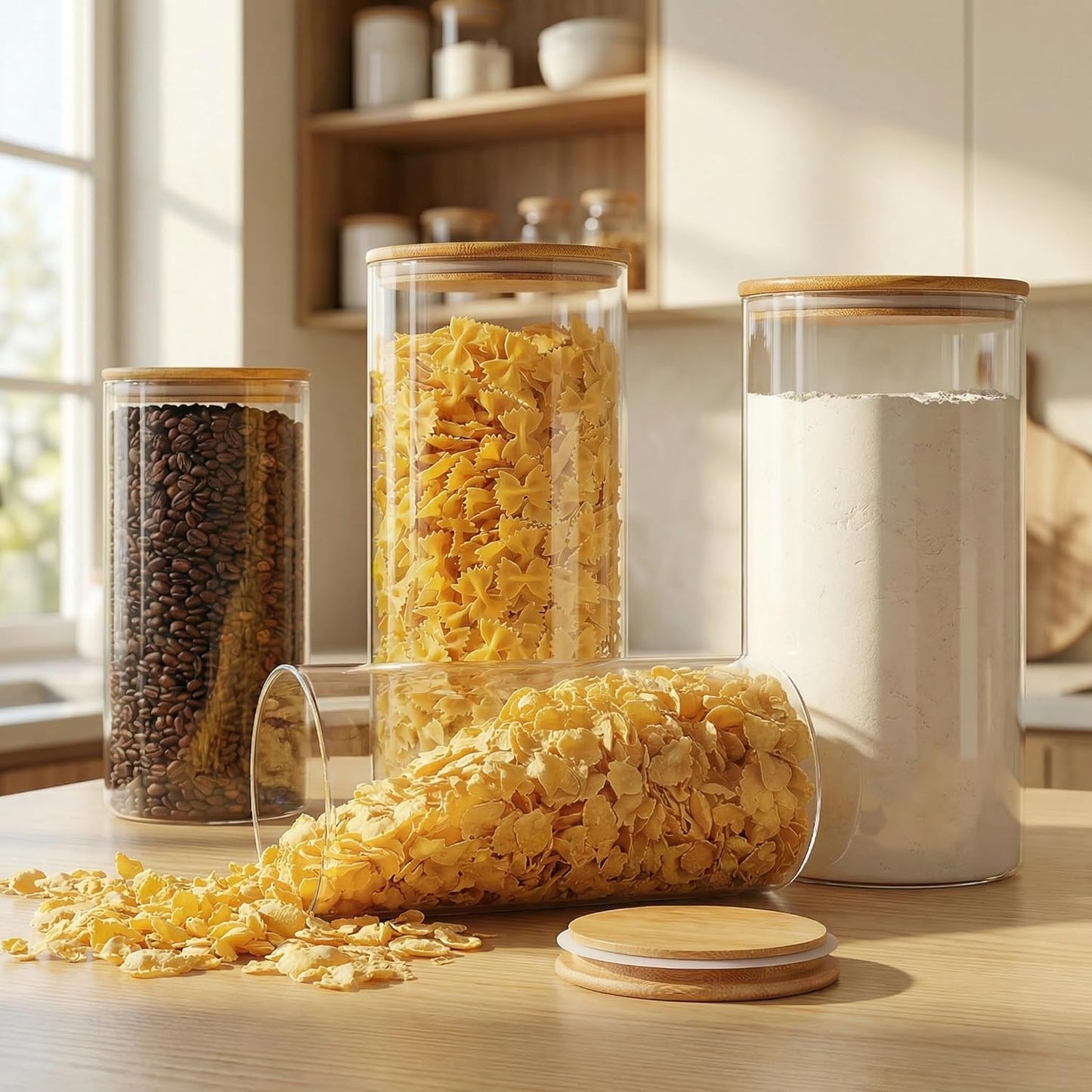 180oz x2 93oz x2 [Set 4], HomArtist Large Glass Flour and Sugar Containers & of Glass Food Storage Containers