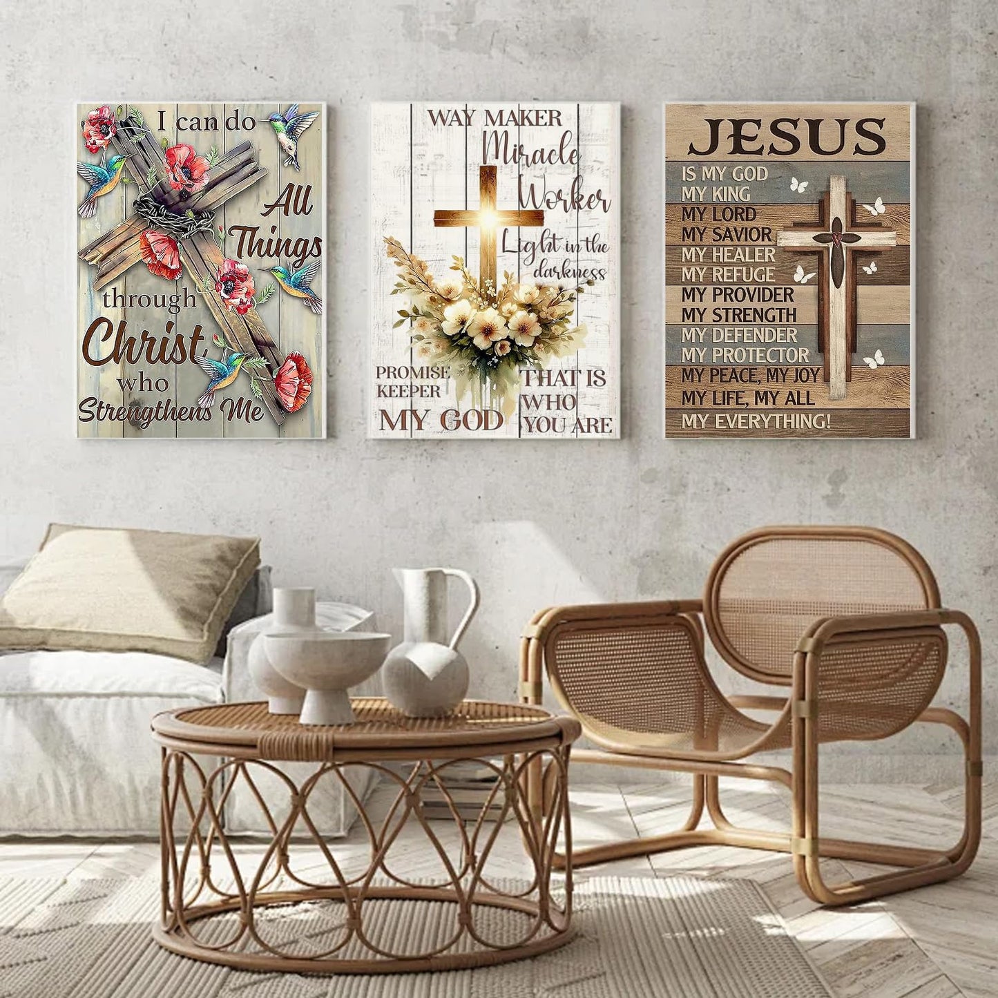 Diamond Art Kits for Adults Beginner, 3 Pack Christian Cross with Flowers Diamond Kits 5D Diamond Dots Gem Art Crafts with Tools Round Full Drill Funny Crafts for Home Wall Decor&Gift 12x16 inch