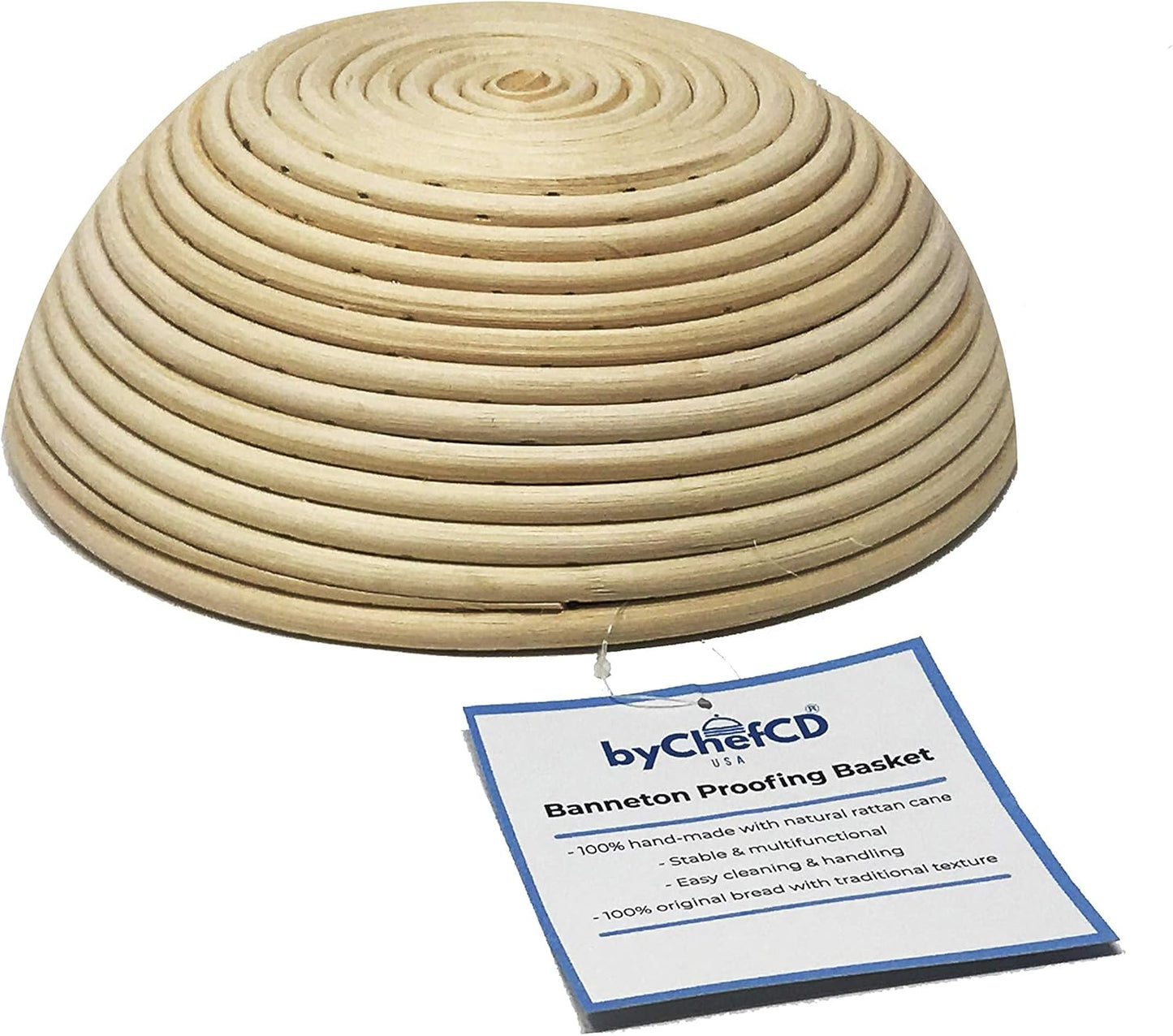 ChefCD 9 Inch Round Bread Proofing Basket Set - Cloth Liner, Bowl Scraper, Smoother for Home & Professional Bakers