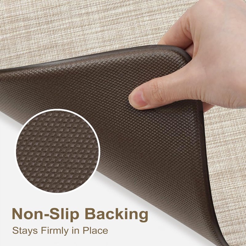 Collive Kitchen Mats for Floor 2PCS, Cushioned Anti Fatigue Rugs Non Slip Waterproof Kitchen Sink Mat, Memory Foam Comfort Standing Mats for Desk, Office, Home Decor, 20" x 47" + 20" x 32", Beige