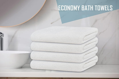 12 Pack 100% 20x40 Inches, Commercial White Cotton Bath Towels, Lightweight, Quick Drying, Grade, Gym, Salon, Spa